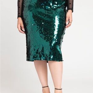 NWT Eloquii Green Sequin Pencil Skirt